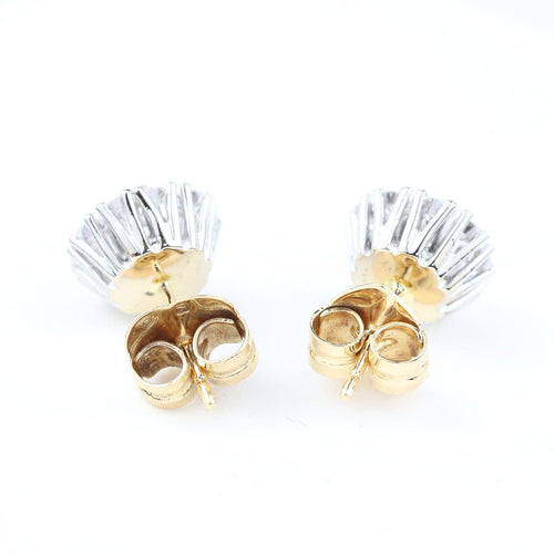 Boucles d'oreilles Boucles d’oreilles anciennes en or jaune et blanc 18k avec diamants, 1,22 ct 58 Facettes 2B-DD