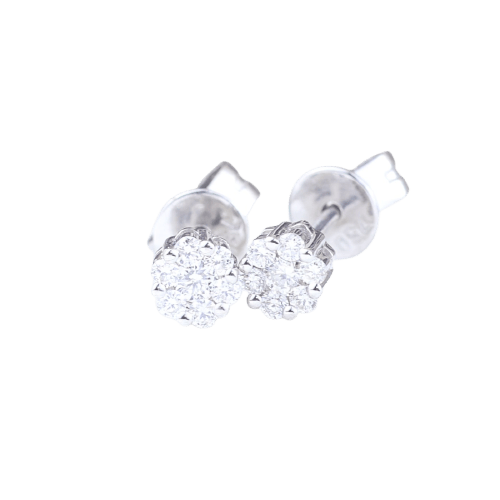 Boucles d'oreilles Boucles d’oreilles à rosettes de diamants en or blanc 18K, 0,12 ct 58 Facettes 2B-YY