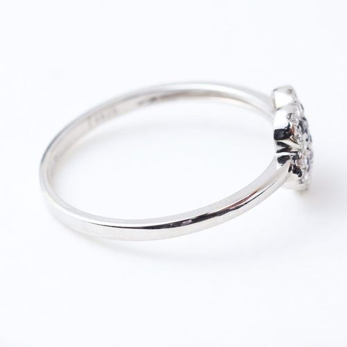 Bague 55 Bague florale en or blanc 18k, saphirs bleus et diamants 58 Facettes 2B-WW