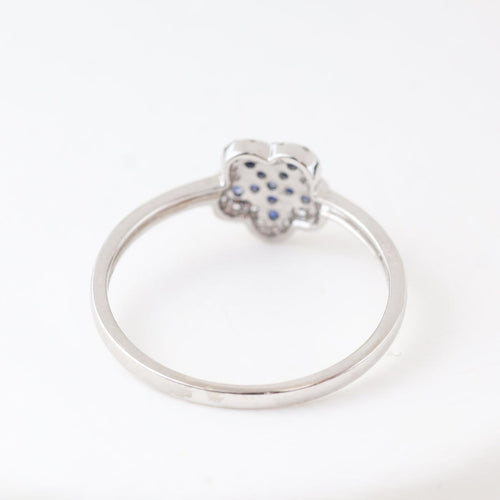 Bague 55 Bague florale en or blanc 18k, saphirs bleus et diamants 58 Facettes 2B-WW