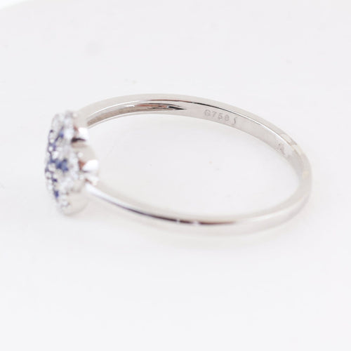 Bague 55 Bague florale en or blanc 18k, saphirs bleus et diamants 58 Facettes 2B-WW