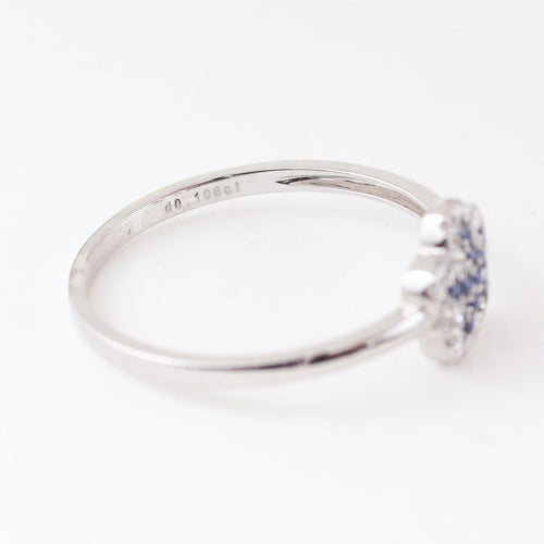 Bague 55 Bague florale en or blanc 18k, saphirs bleus et diamants 58 Facettes 2B-WW