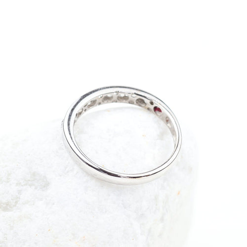 Bague Demi-alliance en or blanc 18K avec 9 diamants, 0,45 ct 58 Facettes 2B-ZZ