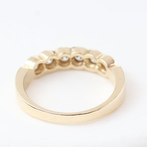 Bague demi-alliance en or jaune 14K avec 6 diamants, 0,42 ct 58 Facettes 2B-UUU