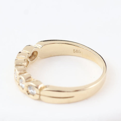 Bague demi-alliance en or jaune 14K avec 6 diamants, 0,42 ct 58 Facettes 2B-UUU