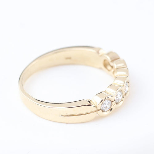 Bague demi-alliance en or jaune 14K avec 6 diamants, 0,42 ct 58 Facettes 2B-UUU
