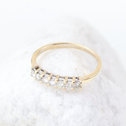 Bague Bague demi-alliance en or jaune 18k avec 7 diamants 58 Facettes 2B-FFF