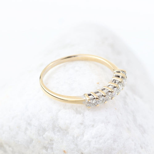 Bague Bague demi-alliance en or jaune 18k avec 7 diamants 58 Facettes 2B-FFF