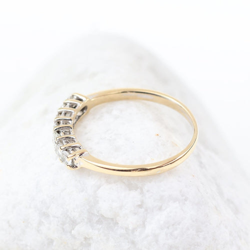 Bague Bague demi-alliance en or jaune 18k avec 7 diamants 58 Facettes 2B-FFF