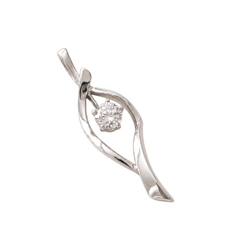 Pendentif Pendentif solitaire en or blanc 18K, diamant taille brillant 0,20 ct 58 Facettes 1779