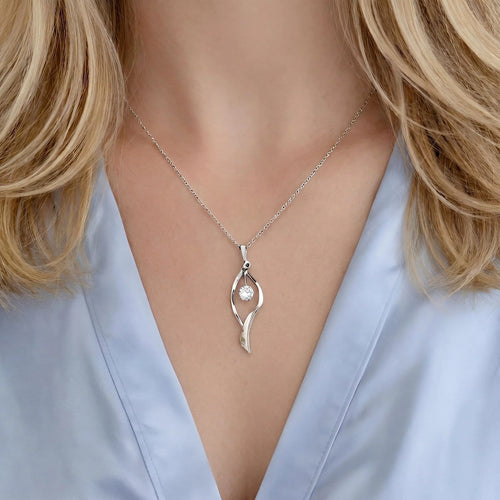 Pendentif Pendentif solitaire en or blanc 18K, diamant taille brillant 0,20 ct 58 Facettes 1779