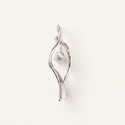 Pendentif Pendentif solitaire en or blanc 18K, diamant taille brillant 0,20 ct 58 Facettes 1779