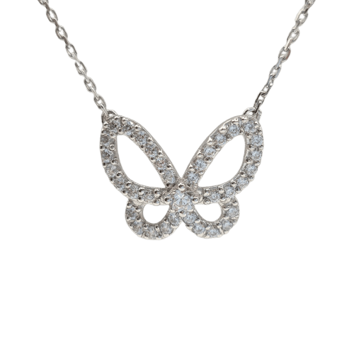 Collier Collier papillon en or blanc 18k 58 Facettes #3685