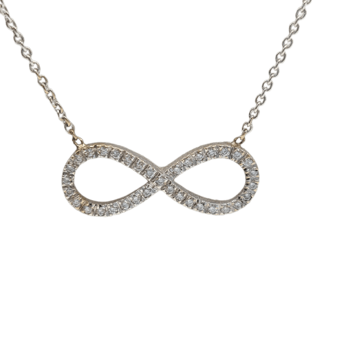 Collier Infiniti - Collier chaîne en or blanc 18k avec diamants naturels 58 Facettes #3840
