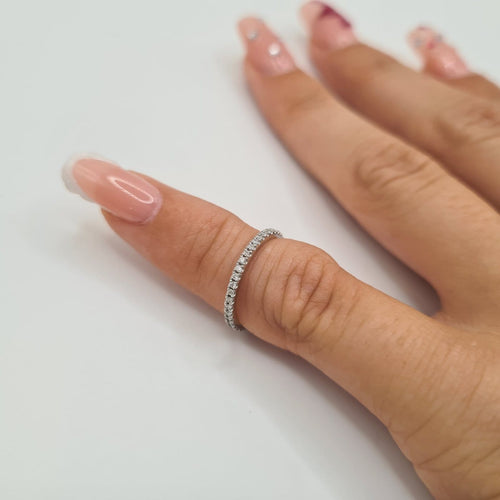 Bague 41.5 Alliance en or blanc 18k sertie de diamants 58 Facettes #3931