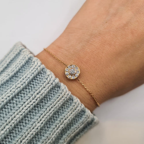 Bracelet Bracelet chaîne en or rose 18k serti de diamants 58 Facettes #4042