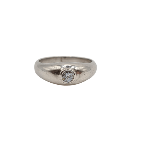Bague 52 Alliance en or blanc 18 carats avec diamant 58 Facettes #4056