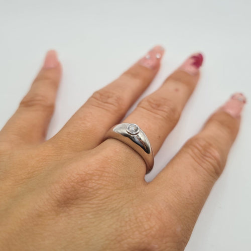 Bague 52 Alliance en or blanc 18 carats avec diamant 58 Facettes #4056