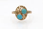 Bague 54 Bague vintage en or jaune 14 carats et turquoises, Pologne, années 1960 58 Facettes PP13