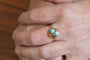 Bague 54 Bague vintage en or jaune 14 carats et turquoises, Pologne, années 1960 58 Facettes PP13