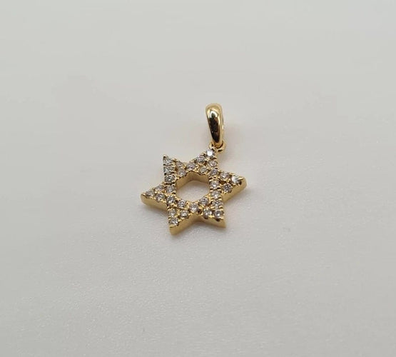 Pendentif Pendentif étoile de David en or jaune 18 carats serti de diamants 58 Facettes #4078