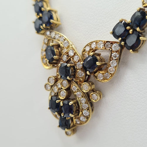 Collier Collier en or jaune 18 carats avec diamants et saphir 58 Facettes #4129