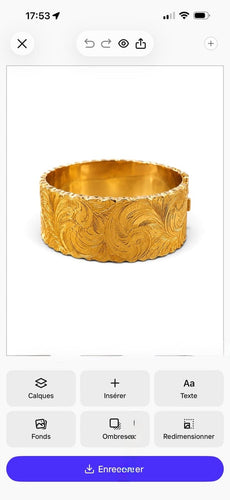 Bracelet Bracelet jonc large ciselé en or jaune 18 carats 58 Facettes Bracelet