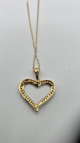 Collier Pendentif cœur en or jaune 18 carats 750 avec chaîne et diamants 58 Facettes Collier coeur or