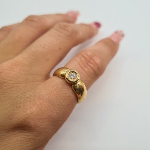 Bague 52.5 Bague alliance en or jaune 18 carats avec diamant 58 Facettes #4229