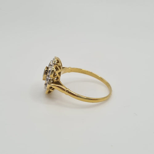 Bague 53 Bague en or jaune 18k avec diamants et saphir 58 Facettes #4265