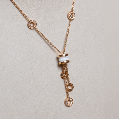 Collier Bulgari B.zero1 - Collier en or rose et céramique blanche diamants 58 Facettes 2.19357