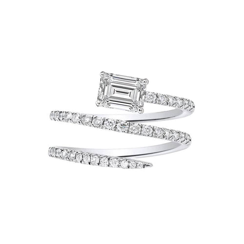 Bague 53 Teide - Bague en or blanc 18k, diamant taille émeraude 58 Facettes GBR1062WG_20261022