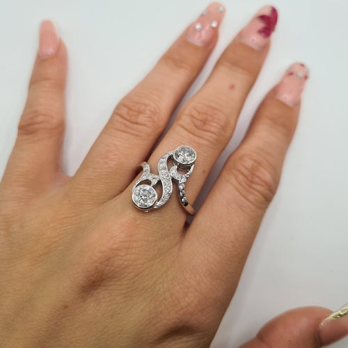 Bague 51.5 Bague en or blanc 18k avec diamants 58 Facettes #4460