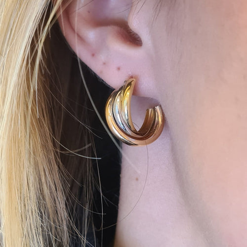 Boucles d'oreilles Créoles en or jaune et blanc 58 Facettes #4476