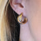 Boucles d'oreilles Créoles en or jaune et blanc 58 Facettes #4476