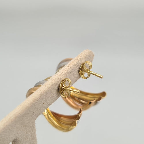 Boucles d'oreilles Créoles en or jaune et blanc 58 Facettes #4476