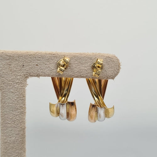 Boucles d'oreilles Créoles en or jaune et blanc 58 Facettes #4476