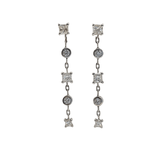 Boucles d’oreilles en or blanc 18k avec diamants naturels 58 Facettes #4484