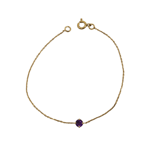 Bracelet Bracelet chaîne en or jaune 18k avec améthyste 58 Facettes #4486