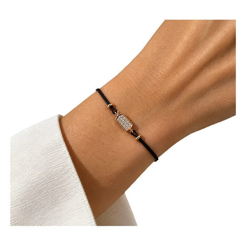 Bracelet Guidetti - Bracelet en or rose 18 kt avec cordon noir et diamants bruns 58 Facettes G4054