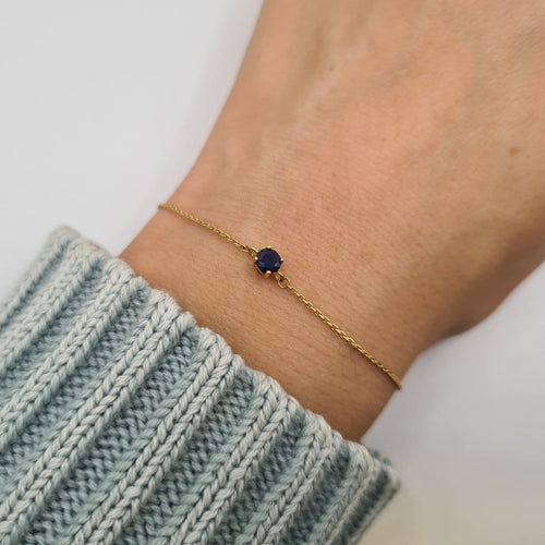 Bracelet Bracelet chaîne en or jaune 18k avec saphir bleu 58 Facettes #4487