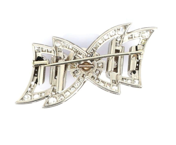 Broche Broche Art déco nœud en platine, diamants et perle 58 Facettes B2308