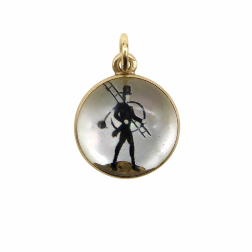 Pendentif Pendentif édouardien en cristal Essex représentant un ramoneur, en or 14 carats 58 Facettes A2002Q