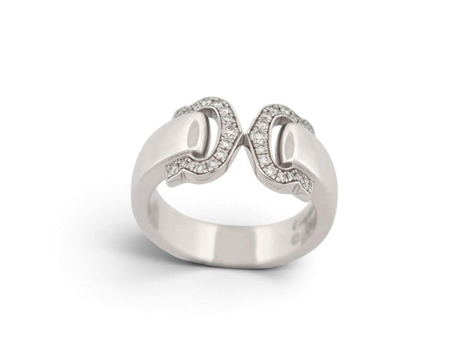 Bague 52 Cartier - Bague Double C en or blanc 18k, diamants 0,15 ct, taille 52 58 Facettes 277589