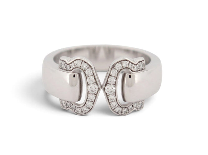 Bague 52 Cartier - Bague Double C en or blanc 18k, diamants 0,15 ct, taille 52 58 Facettes 277589