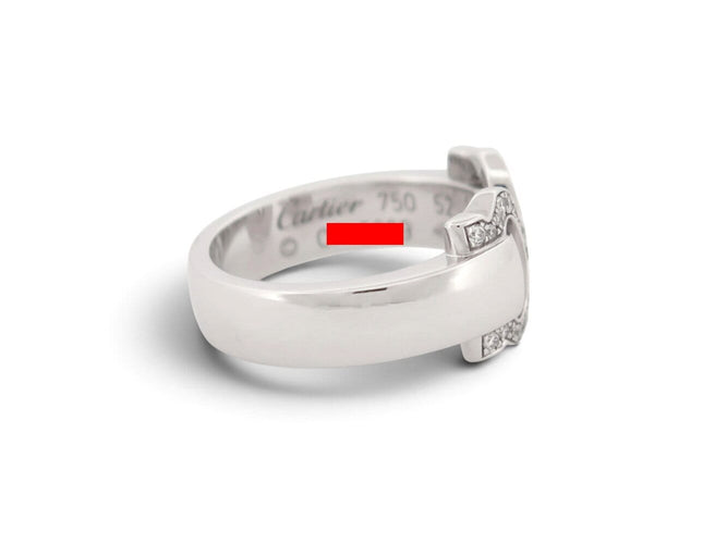 Bague 52 Cartier - Bague Double C en or blanc 18k, diamants 0,15 ct, taille 52 58 Facettes 277589
