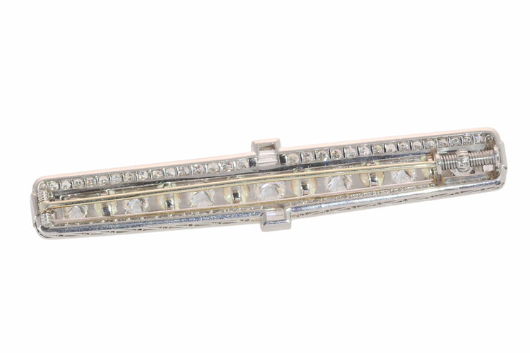 Broche Broche barrette en platine, diamants et perles, vers 1950, d’influence Art déco 58 Facettes 26289-0042