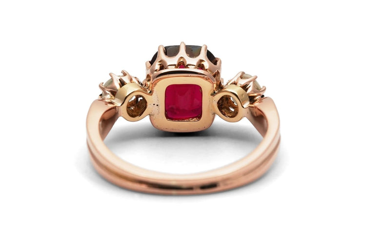 Bague 49 Art nouveau - Bague en or jaune 18 carats, grenat et perles 58 Facettes 24186