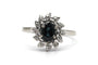Bague 57 Bague des années 70 en or blanc 18 carats, saphir et diamants taille 8/8 58 Facettes 24173