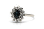 Bague 57 Bague des années 70 en or blanc 18 carats, saphir et diamants taille 8/8 58 Facettes 24173